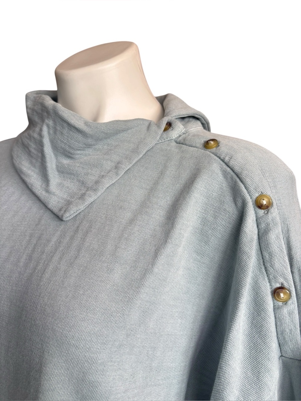 Pure Jill Light Blue Cowl Neck Tunic Sweatshirt Button Shoulder Large Tall